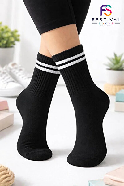 Festival Socks Çember Desenli Pamuklu Unısex Tenis Kolej Çorap