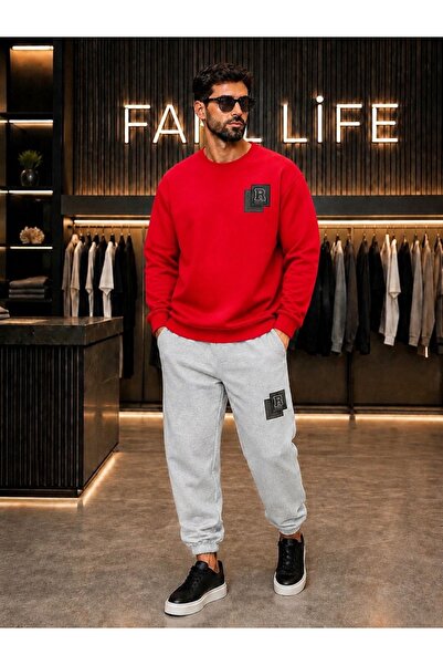 FAEL LİFE New Season Unisex Sweatshirt and Trackpants Set with Kart R Print