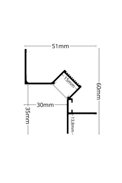 proled Profil LED din aluminiu pentru lumini ascunse, canal de 2m, 15mm, unghi de 45 de grade, fără difuzor WALL-GLOW 45 LP507