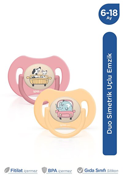 Wee Baby Duo Simetrik Uçlu Emzik 6-18 Ay No:2 (Pembe - Sarı)