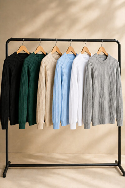 OTAKU Men's 6-Piece Crew Neck Long Sleeve Knit Sweater Pack
