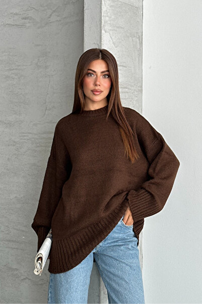 macharel jeans okrugla kragna Oversize kroj Ženski pleteni džemper