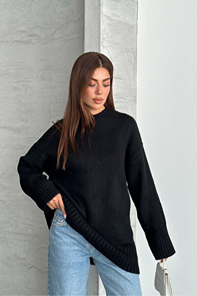 macharel jeans okrugla kragna Oversize kroj Ženski pleteni džemper