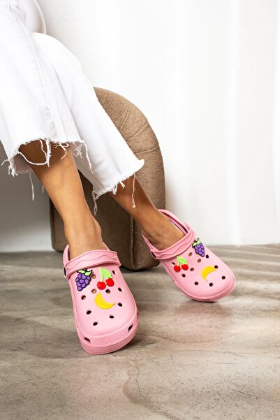 Nstil Novelido High Sole Black - White - Pink Women's Sabo Slippers with Mass...