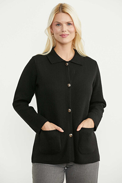 Sementa Thick Textured Wool Knitwear Jacket - Black
