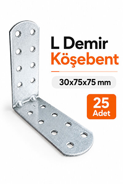 Badem10 L Demir Gönye Oval Başlı 25 Adet 30x75x75 mm Köşebent Mobilya Ahşap R...
