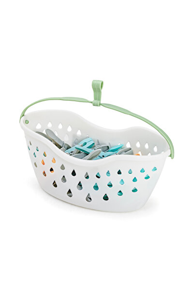 MONDEX 48-Pack Mini Clothes Pegs with Hanging Basket, 7cm Small Plastic, Asso...