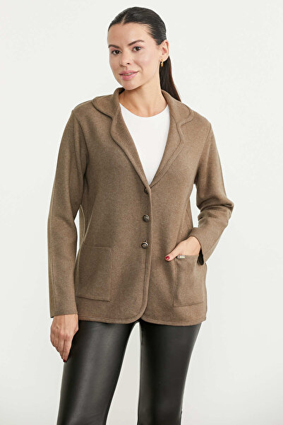 Sementa Oversize Pocketed Knitwear Jacket - Milk Coffee