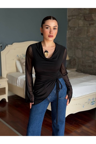 ROUPAS COLLECTİON Sandy Kumaş Büzgü Detay Bluz