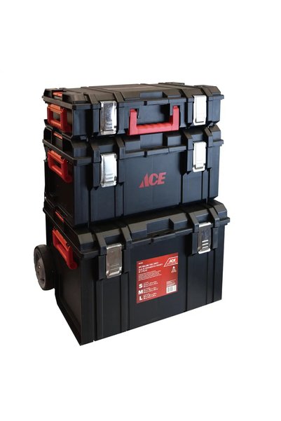 ACE 3-Piece Plastic Rolling Tool Chest with Handle & Wheels