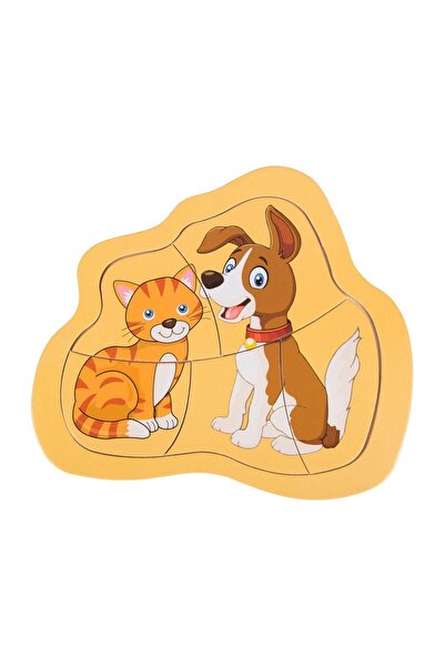 OEM Puzzle din Lemn Pisica Caine (5 piese) 15.5x14cm – puzzle, animale