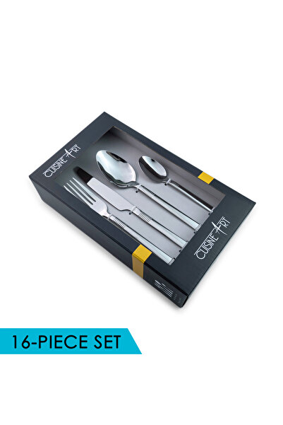 Cuisine Art Jane 16 Piece Stainless Steel Cutlery Set, Silver | Dinner Fork, Knife, Spoon & TeaSpoon