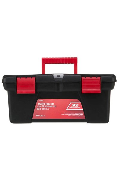ACE Plastic Tool Box with Parts Tray (36 cm, Black)