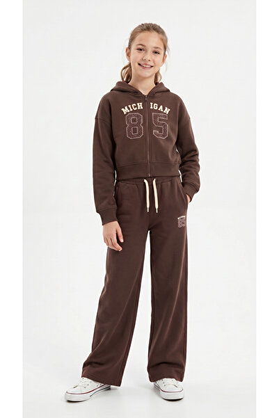 Mışıl Kids Mich İgan 85 Printed Hooded Zippered Girls' Tracksuit Set