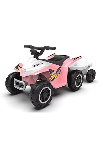 Nichiduta Electric ATV with trailer Mooving Speed ​​Pink/White, durable wheel...