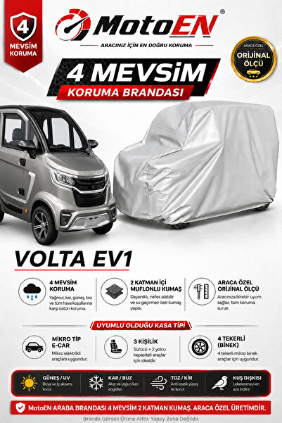 MotoEN VOLTA EV1 Elektrikli Micro Araba Brandası GRİ Oto Branda Su Geçirmez D...