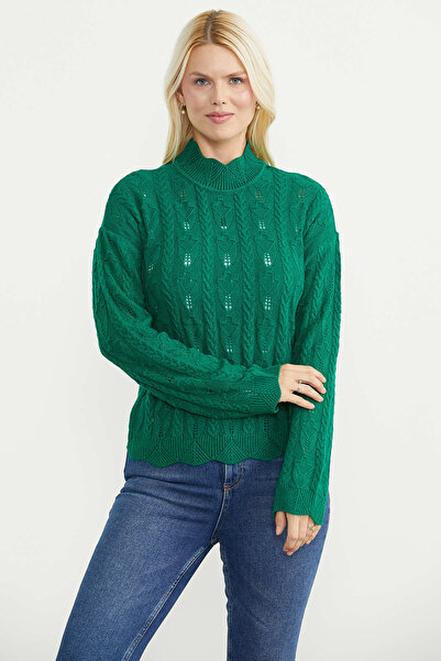 Sementa Pulover din lână cu motiv perforat - Verde