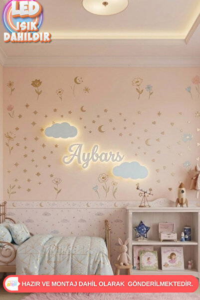 UmayBabyDekor 2 ‘li Bulut Ve 1 Kişiye Özel Led Işık Gece Lambası Bebek Çocuk ...