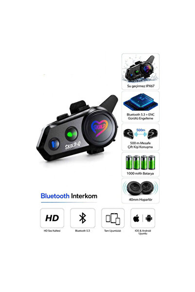 SKOLD YQ18 Çift Kişilik Bluetooth Interkom