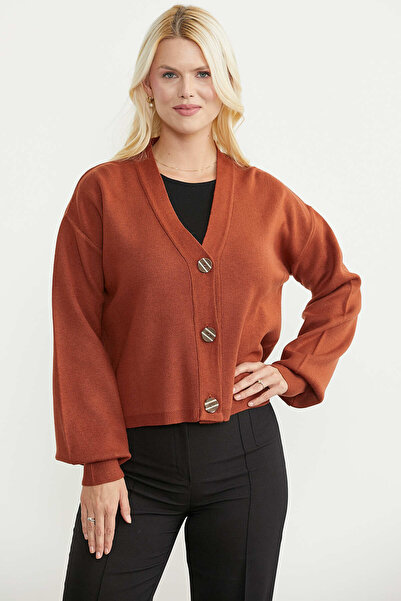 Sementa Sleeve Cuff Detailed Knitwear Cardigan - Tile