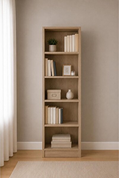 ŞEVVAL ERİM HOME MK097 5 Raflı Kitaplık Sepet Ceviz