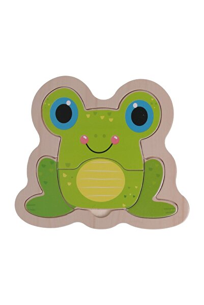 OEM Puzzle din Lemn Broscuta (4 piese) 14,5x12cm, 14.5x12cm – puzzle, animale