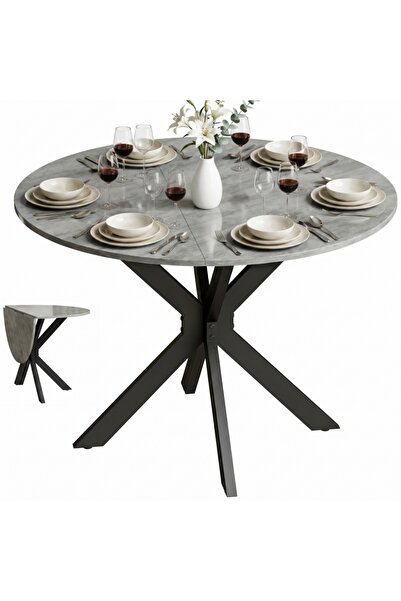 Generic Brand Masă de dining pliabilă pentru 2-6 persoane, rotundă, 110*110*7...