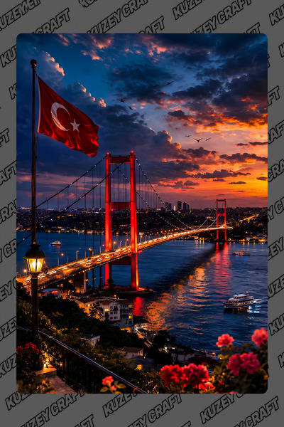 Kuzey Craft İstanbul Boğazı Metal Poster Duvar Tablosu Özel Tasarım Hediye Pa...
