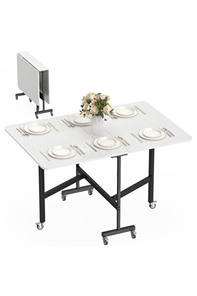 Generic Brand Masă pliabilă de dining/bucătărie pentru 4-6 persoane, cu roți,...