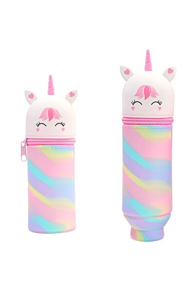 OEM Penar Kawaii din silicon, unicorn, 2-în-1, cu închidere cu fermoar, supor...