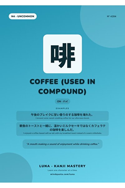 OEM Poster Infografic Kanji Cafea, Scriere Japoneza, Carton 250g, A4