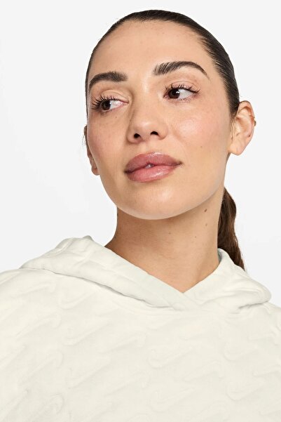 Nike Phoenix Fleece Loose Fit Womens White Sweatshirt Bol Kesim Kapüşonlu Yak...