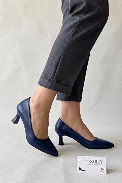 Preshley Kadın Sity Lacivert 6 cm İnce Topuklu Stiletto