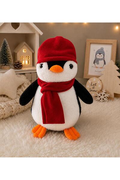Mellito Toyzz 40 Cm Peluş Pingu Penguen Kırmızı Şapkalı Peluş Oyuncak Uyku Ar...