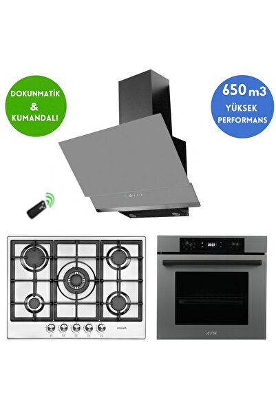 Eminçelik ve AFM TECH Markalı / VELTO Antrasit-Gri Ankastre Set ( 22 380 İnox...