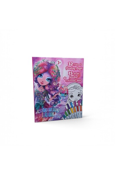 OEM Carte de colorat pentru copii 3+ cu 15 carioci colorate, 32 de pagini
