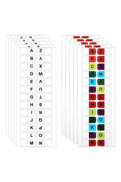 OEM Set de 260 de etichete alfabetice de la A la Z - Albe și colorate - Etich...
