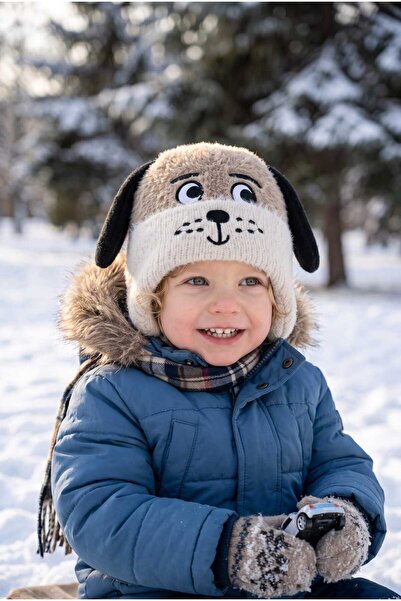 Aware Time 1-3 Years Old Boys' Winter Beanie with Inner Fleece and Plush Figures