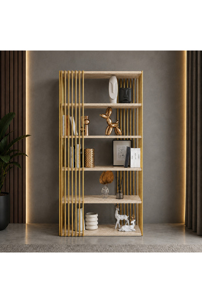 EVDERA MOBİLYA GOLD METAL KİTAPLIK