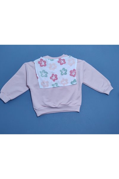 Beray Bebe طقم بدلة رياضية من القطن الممشط بخيوطين مع تفاصيل وشاح للفتيات - طقم علوي وسفلي موسمي - للأعمار من 2 إلى 6 سنوات