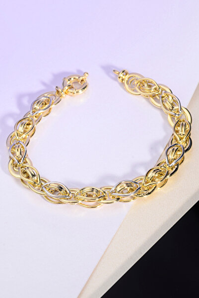 innuendo jewelery 925 Ayar Gümüş Üzeri Altın Kaplama Gümüş Detaylı Hallow Bil...