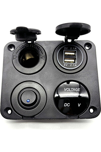OEM Rho-pan2 Πάνελ Βολτόμετρο Αντάπτορας Αναπτήρα + & 2 Θύρες USB 12V/24V Κωδ...