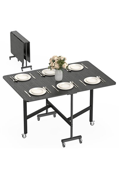 Generic Brand Masă pliabilă de dining/bucătărie pentru 4-6 persoane, cu roți,...