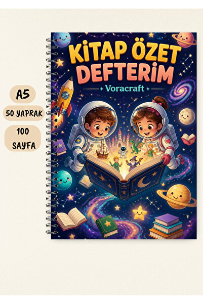 VORACRAFT Çocuk Kitap Özeti Defteri A5 50 Yaprak 100 Sayfa Tel Spiral KT00008