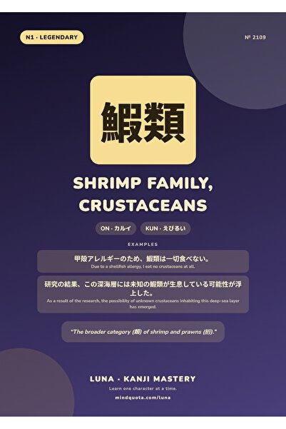 OEM Poster Infografic Kanji 鰕類 Familia de creveti si crustacee, Carton 250g, A4