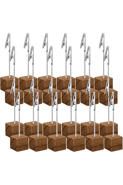Generic 24PCS Wooden Cube Memo Clip Holders with Alligator Clasp, Lightweight...