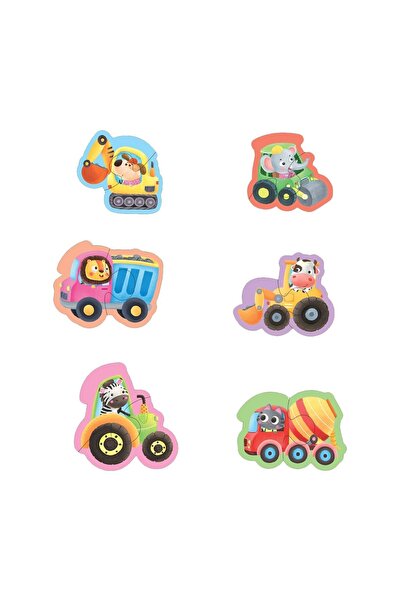OEM Puzzle cu 6 Vehicule cu Animale pentru Bebelusi (12 piese), 3mm – animale...