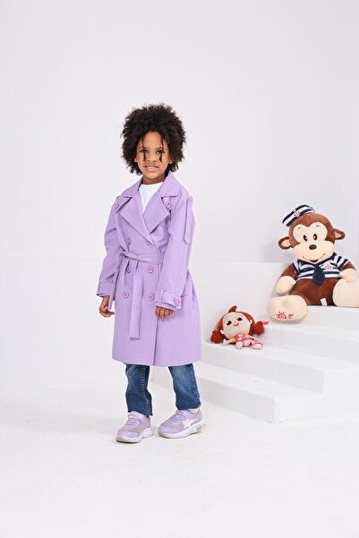 Heggo Girl's Trench Coat with Belted Design Oversized Trench Coat