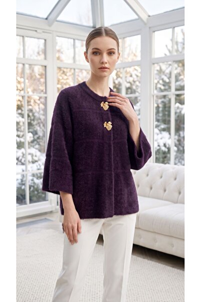 AYMİSS Ges Kol, Stylish Cardigan with Double Brooches (Pancho) and Hidden But...