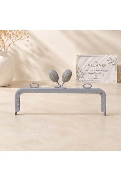 velanee Koyu Gri Badem Kilitli Metal Çanta Bursu - 20cm